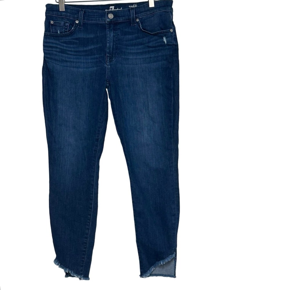 7 for all mankind ankle gwenevere size 31/12 blue jeans with fringe hem